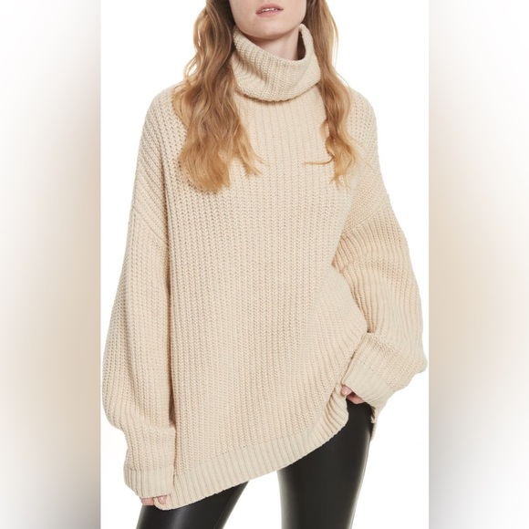 Free People Sweaters - Free People Swim Too Deep Tan Brown Cowl Neck Oversized Sweater Size Medium